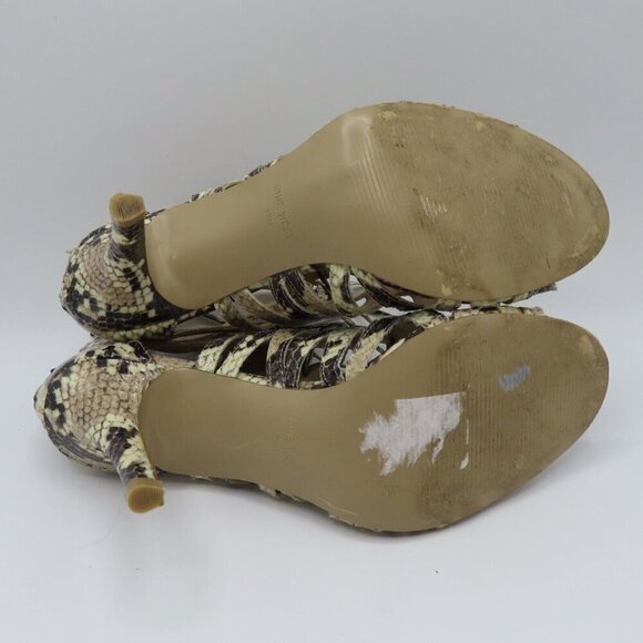 Nine West Women 8.5 M AMBROSEO Snakeskin Print Cage Cut Out Lace Up High Heels - Picture 9 of 10